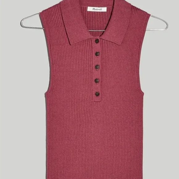 Madewell Owen Sleeveless Sweater Polo in Pressed Grape XXS - Picture 1 of 7